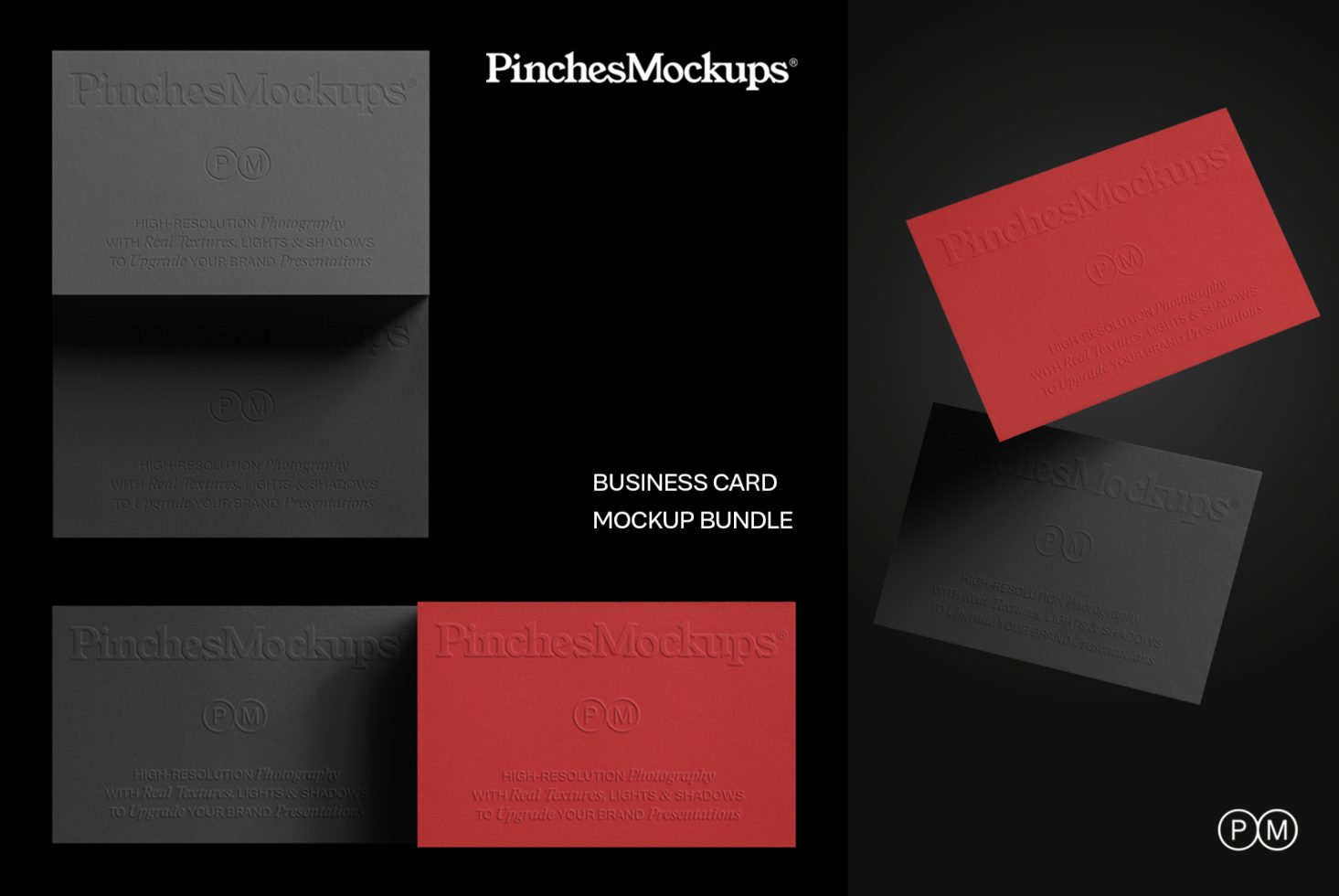 High-quality business card mockup bundle, multiple angles, realistic textures, lighting, and shadows. Ideal asset for designer presentations.